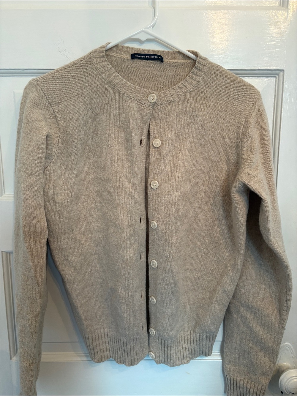 Brandy Melville Wool Beige Button-Front Cardigan